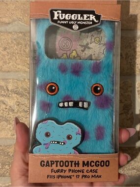 Gaptooth McGoo Furry Phone Case for iPhone 17 Pro Max - Blue with Purple Spots